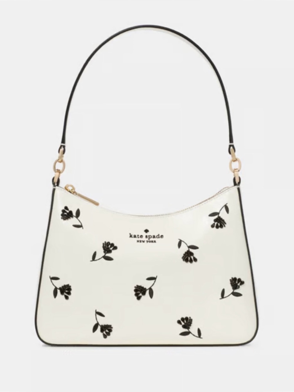 NWT KATE SPADE MARGOT Floral Embellished Meringue-Coloured Leather Shoulder Bag